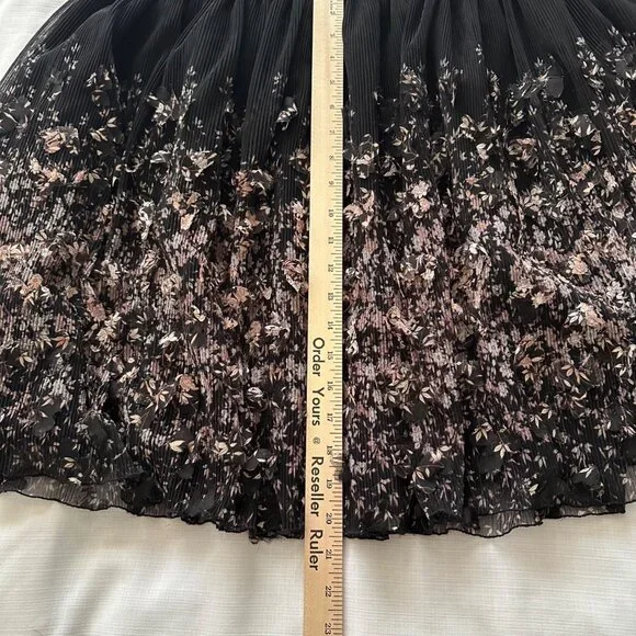 A New Day Black 3D Floral & Pink Skirt XL Elastic Waist Forest Fairy Whimsigoth - Picture 9 of 9